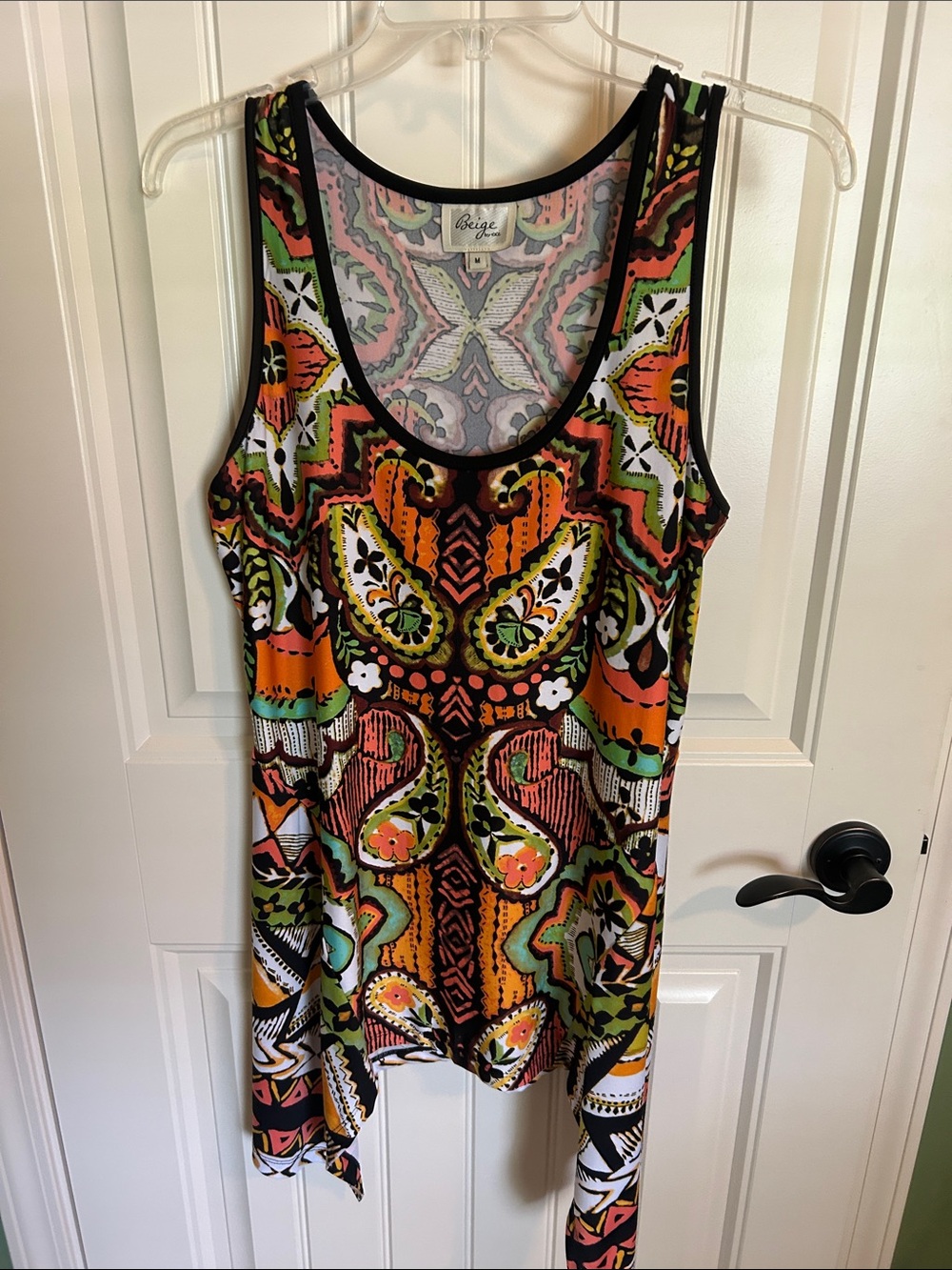 FUN Multi colored Vibrant Printed Asymmetrical Sleeveless Tunic